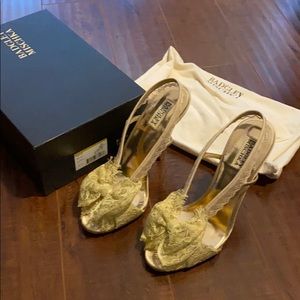Light Gold Badgley Mischka Lace & Satin Heels